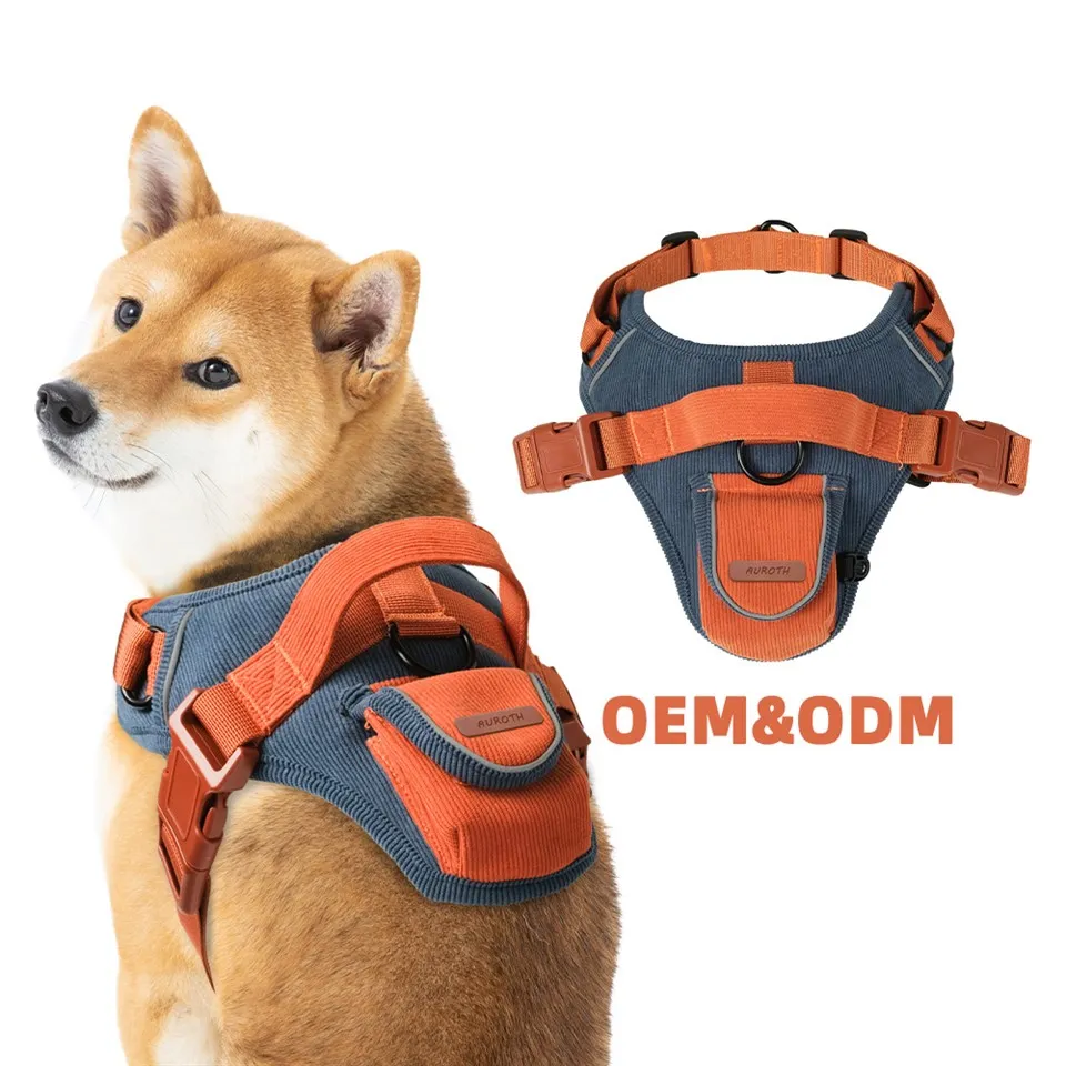 Arnês para cães de veludo cotelê